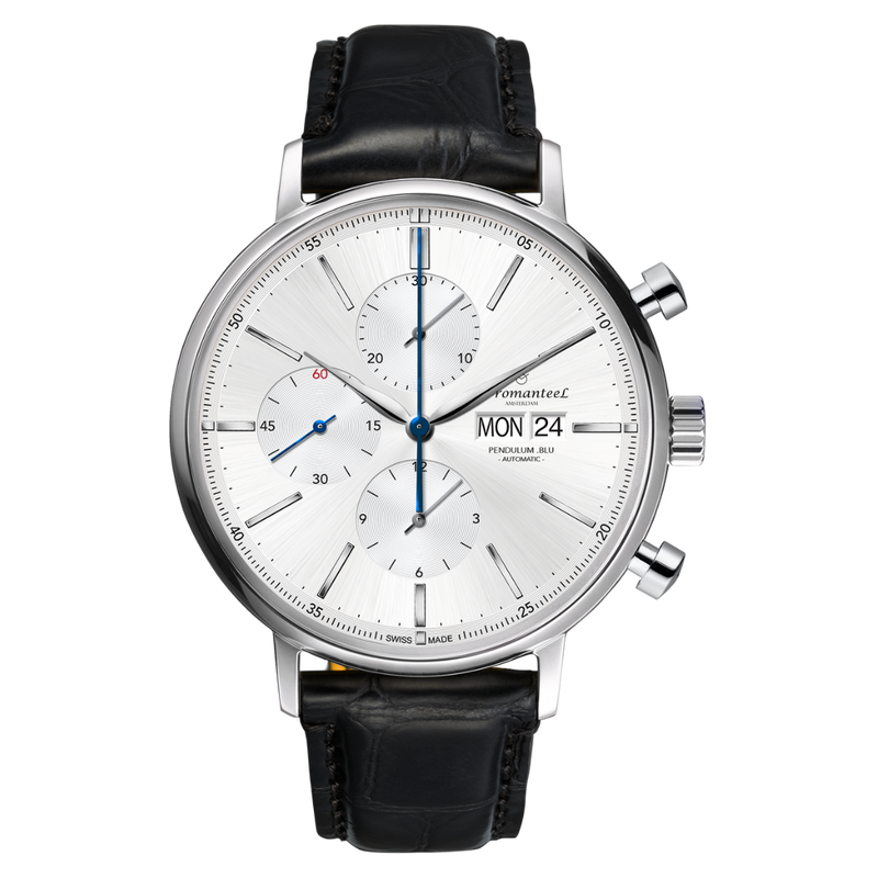 Swiss Made men s Automatic Chrono watch White Diameter 42mm