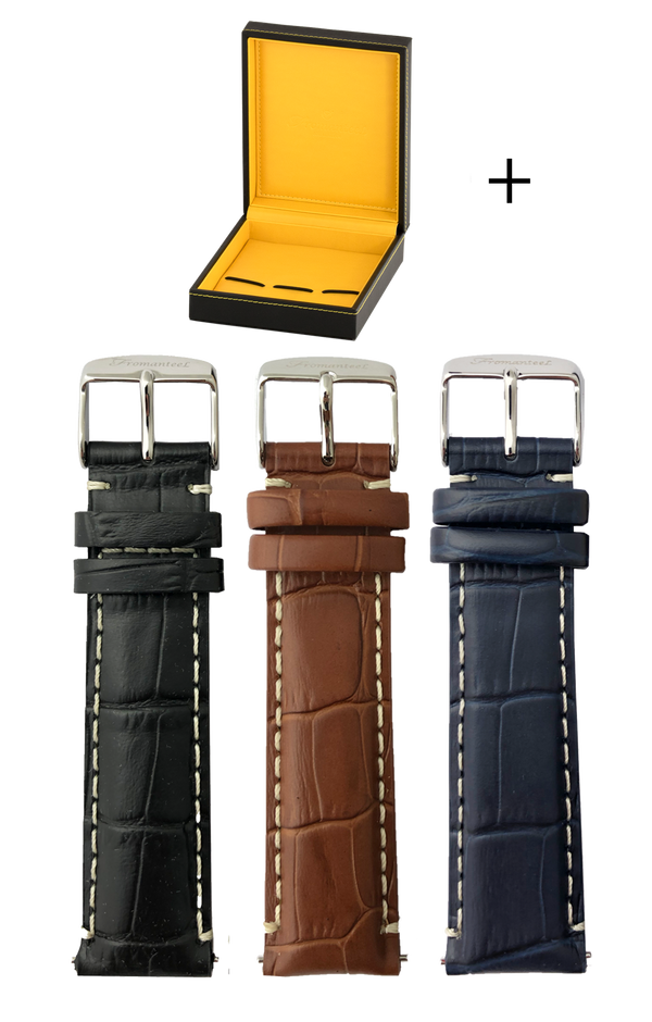 Interchangeable Set of 3 Classic Croco Watch Straps